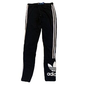Adidas Black Trefoil Logo Leggings - White 3-Stripe - Size US S (CDN S/P)